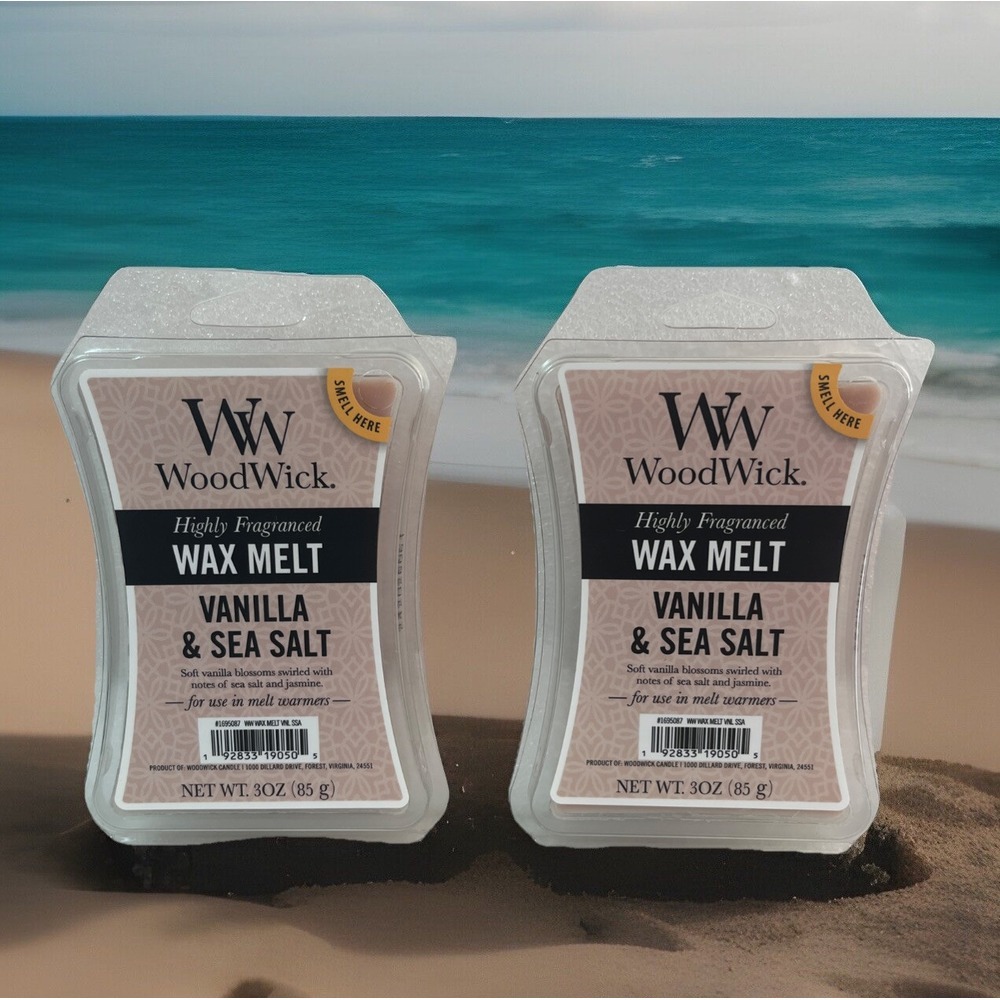 Yankee‎ Candle WoodWick VANILLA & SEA SALT Fragrance Wax Warmer Melts 2 Pack